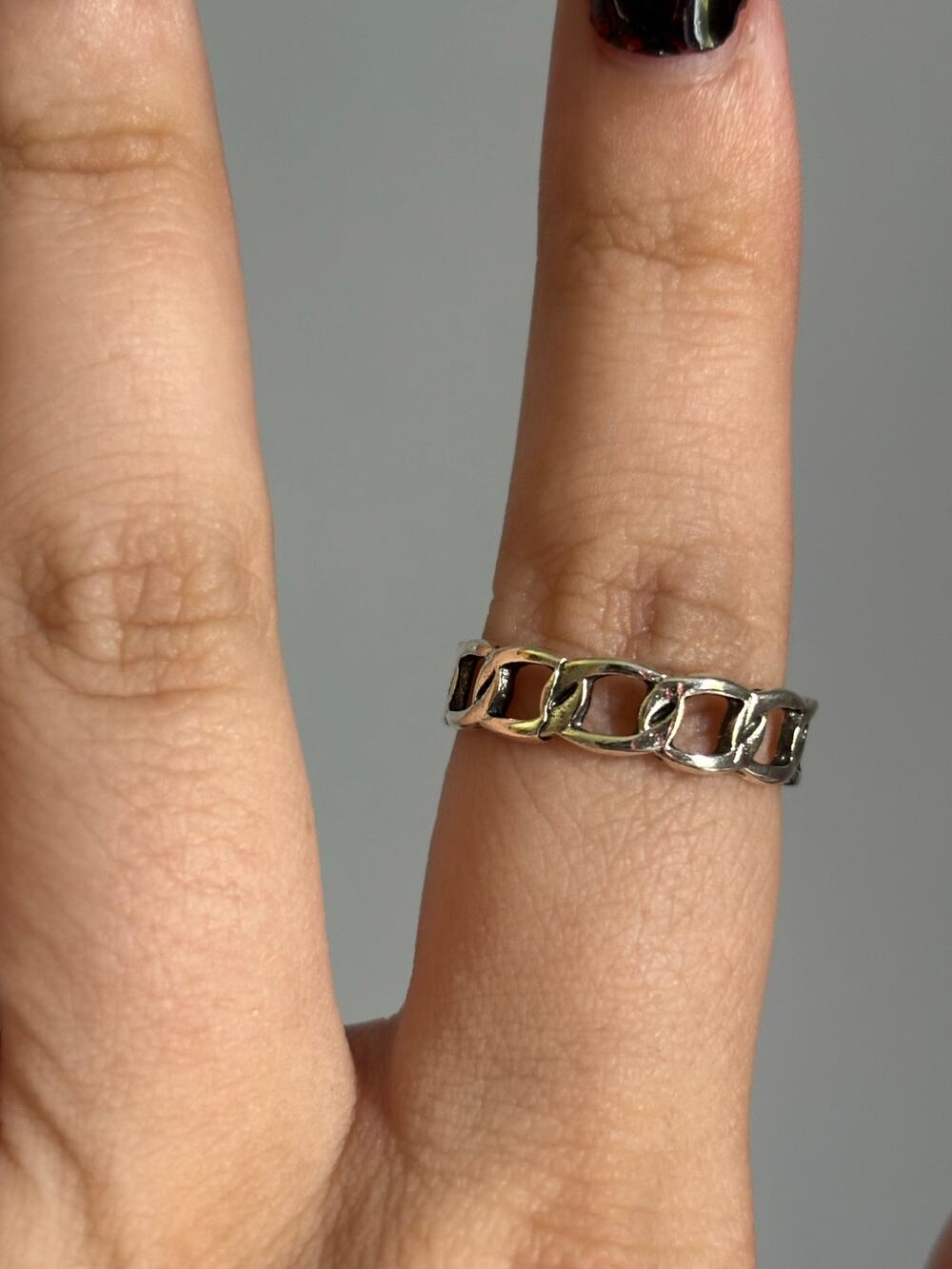 Silver-Tone Chain Link Band Ring